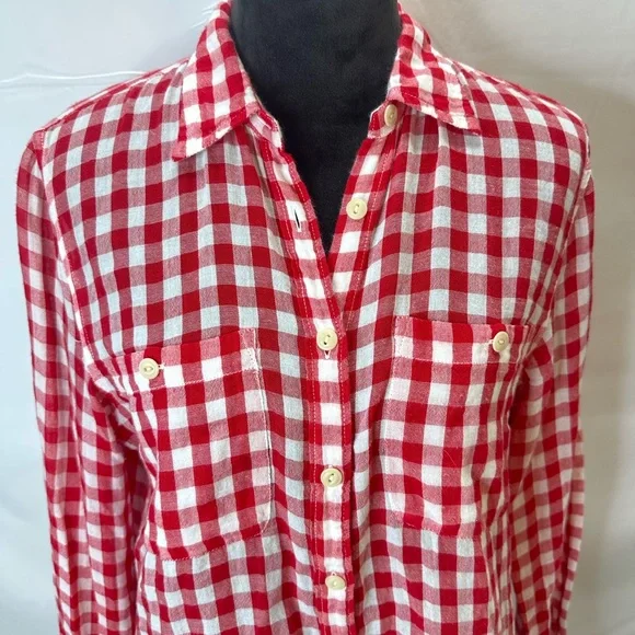 Ralph Lauren Denim and Supply Red/White Gingham long sleeve 💯 cotton Size L - Picture 3 of 13